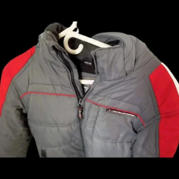 Protection System Hooded Gray/Red Jacket Performance Outerwear Boys Size 10-12 - Picture 6 of 13